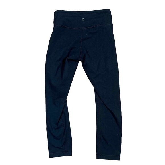 Lululemon Compression Reversible Low Rise Crop‎ 22" inseam - Black Leggings Sz 2 - Picture 1 of 13